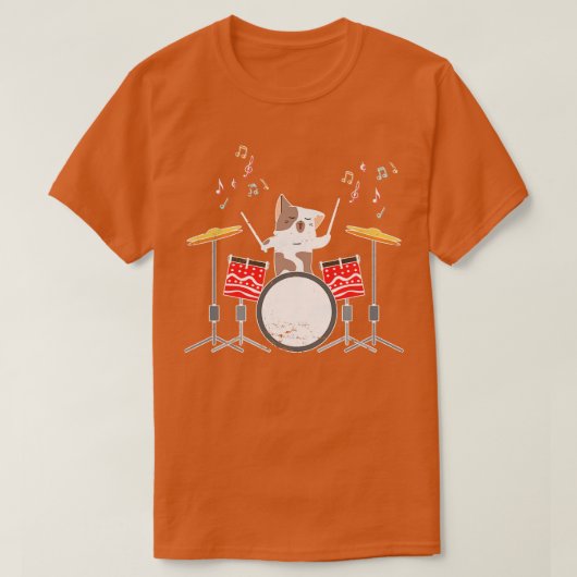Drummer Cat Drums T-shirt (Design voorkant)