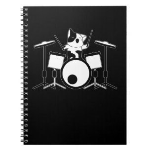 Drummer Cat Drumset Pet Drum Musicus Animal Notitieboek