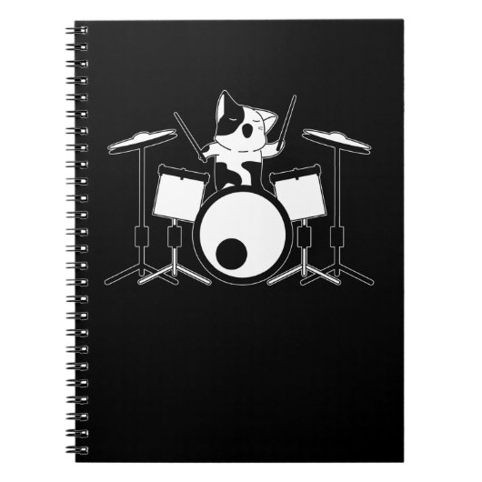 Drummer Cat Drumset Pet Drum Musicus Animal Notitieboek (Voorkant)