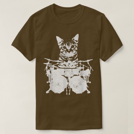 Drummer Cat Funny Cute Kitten Rock & Roll Drumming T-shirt (Design voorkant)