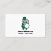 Drummer Cat Marching Band Groen Wit Personaliseren Visitekaartje (Voorkant)