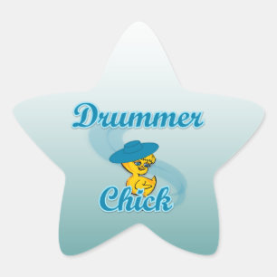 Drummer Chick #3 Ster Sticker