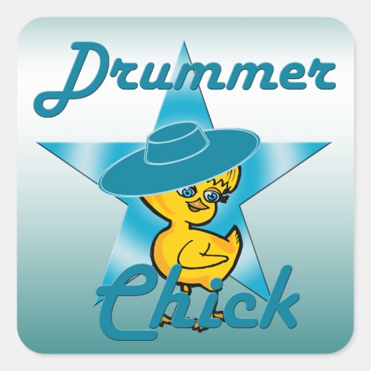 Drummer Chick #7 Vierkante Sticker (Voorkant)