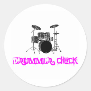 Drummer Chick Ronde Sticker