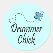 Drummer Chick Ronde Sticker (Voorkant)