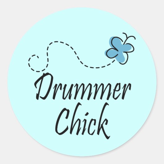 Drummer Chick Ronde Sticker (Voorkant)