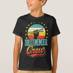 Drummer Crew Grappige Trendy Retro Vintage Stijl D T-shirt