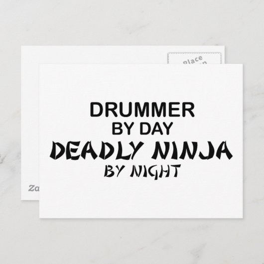 Drummer Deadly Ninja bij nacht Briefkaart (Voorkant / Achterkant)