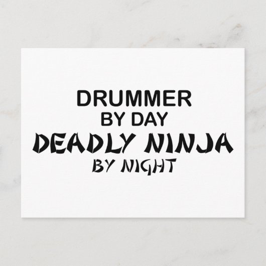 Drummer Deadly Ninja bij nacht Briefkaart (Voorkant)