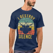  Drummer Destroy Silence Funny Drums Gift T-shirt (Voorkant)