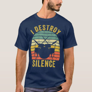Drummer Destroy Silence Funny Drums Gift T-shirt