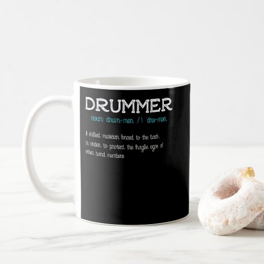 Drummer Dictionary Definition voor Drums Koffiemok (Met donut)