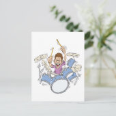 drummer die aan het beuken is briefkaart (Staand voorkant)