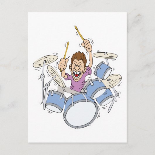 drummer die aan het beuken is briefkaart (Voorkant)