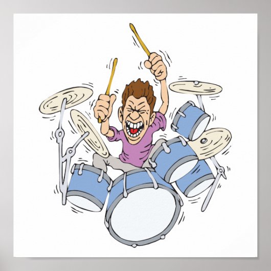 drummer die aan het beuken is poster (Voorkant)