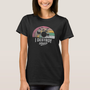 Drummer die de Silence Retro Dru vernietigt T-shirt