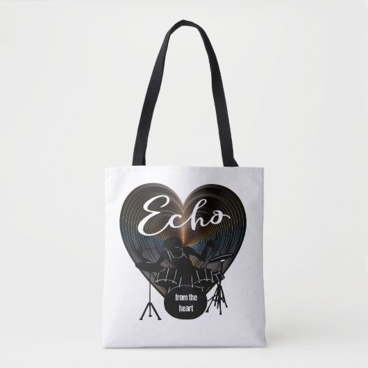 drummer die op drums slaat - echo uit het hart tote bag (Voorkant)