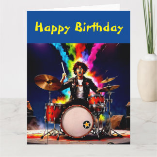 Drummer die zijn hete trommelreeks speelt kaart