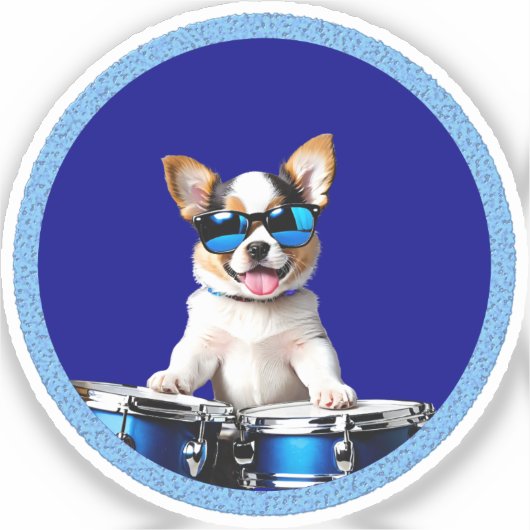 drummer dog sticker (Voorkant)