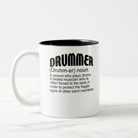 Drummer Druhm-er een persoon die drum A Skill spee Tweekleurige Koffiemok (Links)
