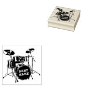 Drummer Drum Kit Gepersonaliseerde Band Naam Houte Rubberstempel (Gestempeld)