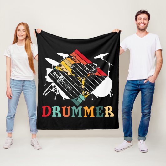 Drummer drum  Retro Gift instellen Fleece Deken (In situ)