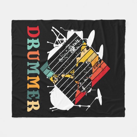 Drummer drum  Retro Gift instellen Fleece Deken (Voorkant (Horizontaal))