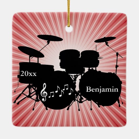 Drummer Drum Set Design Ornament (Achterkant)