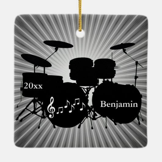 Drummer Drum Set Design Ornament (Achterkant)