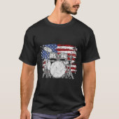 Drummer drum set Drums USA Vlag Amerikaans op 4 ju T-shirt (Voorkant)