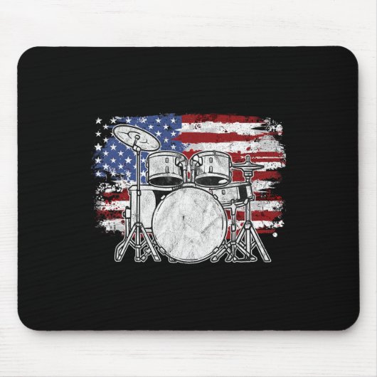 Drummer Drum Set Drums USA Vlag Amerikaanse 4e van Muismat (Voorkant)