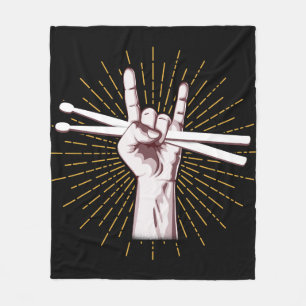 Drummer Drum Sticks Hand Rock Fleece Deken