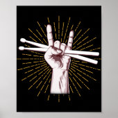 Drummer Drum Sticks Hand Rock Poster (Voorkant)