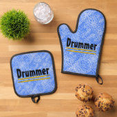 drummer drum sticks ovenwant & pannenlap set (Top down)
