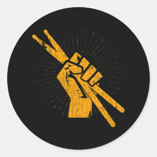 Drummer Drum Sticks Percussie Lover Rock Ronde Sticker