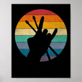 drummer Drum Sticks Rock & Roll Hand Horns Poster (Voorkant)