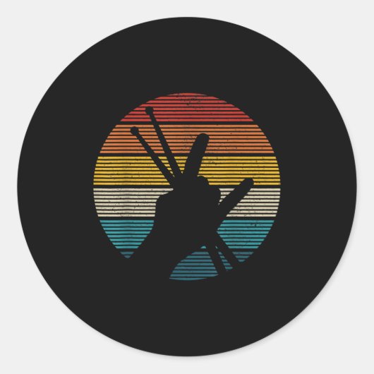 drummer drum sticks rock _ roll hand horns ronde sticker (Voorkant)