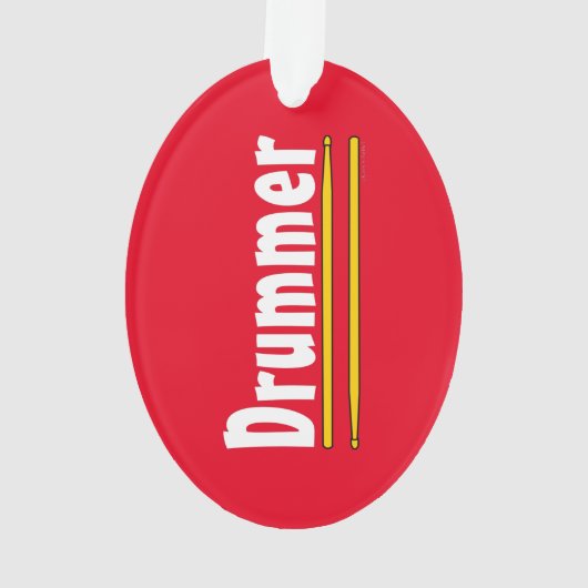 Drummer Drum Sticks Rood Ornament (achterkant)