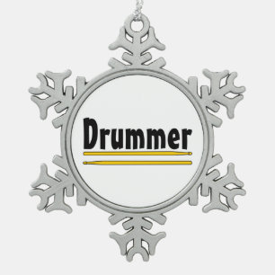 drummer drum sticks tin sneeuwvlok ornament