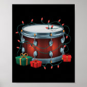 Drummer Drum Xmas Verlichting Santa Musical Drum C Poster (Voorkant)