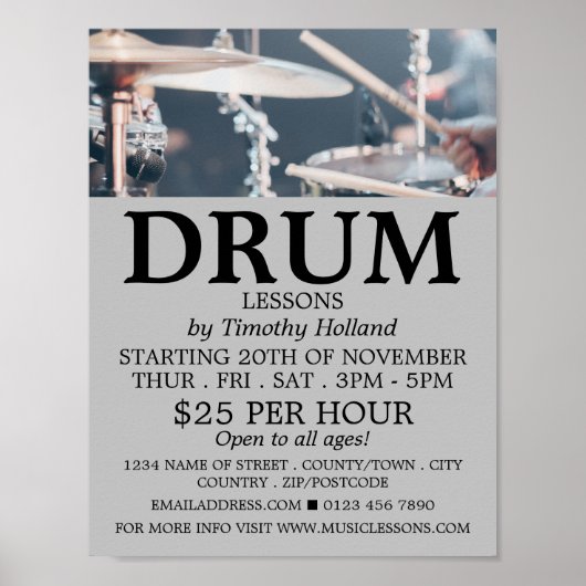 Drummer, Drumles Adverteren Poster (Voorkant)