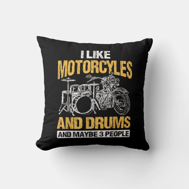 Drummer Drummen Ik Hou Van Motorfietsen En Drums Kussen (Voorkant)