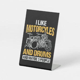 Drummer Drummen Ik Hou Van Motorfietsen En Drums Reclamebord Met Voetstuk