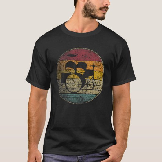 Drummer Drumming drum Kit Retro Style Musi T-shirt (Voorkant)