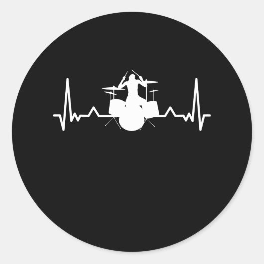 Drummer Drumming Heartbeat Funny Gift Ronde Sticker (Voorkant)