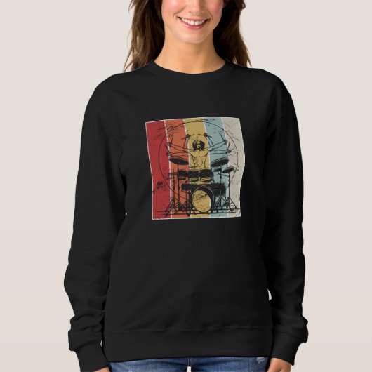 Drummer Drumming Retro Trui (Voorkant)