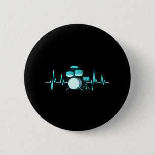 Drummer Drums Heartbeat Drumstick Drumset Muziek Ronde Button 5,7 Cm