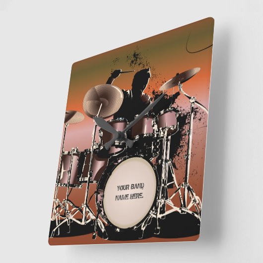 Drummer Drums set Vierkante Klok (Hoek)