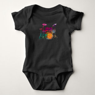 Drummer drumstel drummer in waterkleurige stijl romper