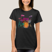 Drummer drumstel drummer in waterkleurige stijl t-shirt (Voorkant)